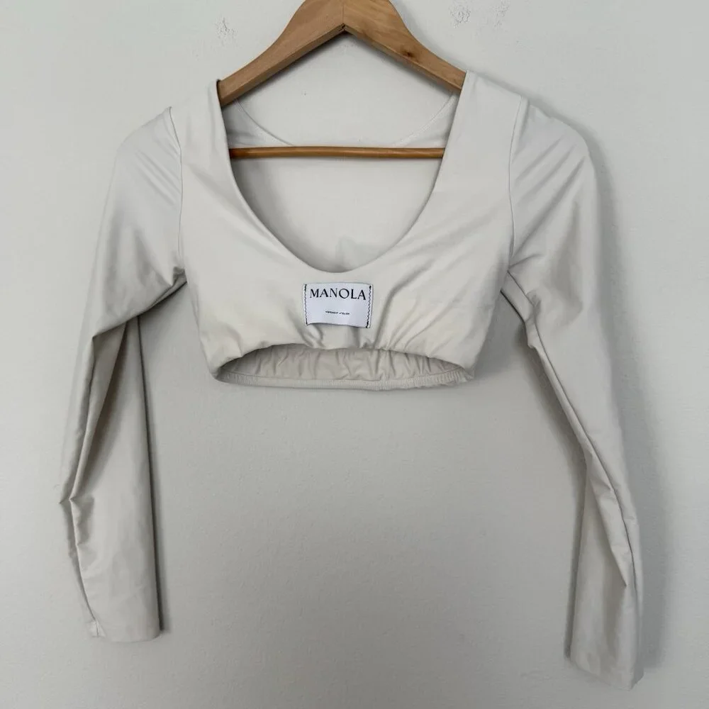 Aritzia Manola Cora Crop Top Ivory Size XS Activewear‎ Fitness Workout Gym - Picture 5 of 7